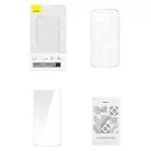 Baseus Crystal Clear mágneses telefontok iPhone 13 (átlátszó), edzett üvegfólia + tisztítókészlet