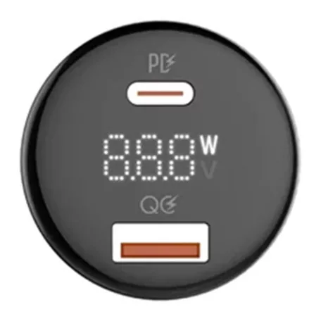 LDNIO C101 autós töltő, USB + USB-C, 100W + USB-C USB-C kábel (fekete)