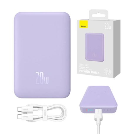 Powerbank Baseus Magnetic Mini 10000mAh, USB-C  20W MagSafe (purple)