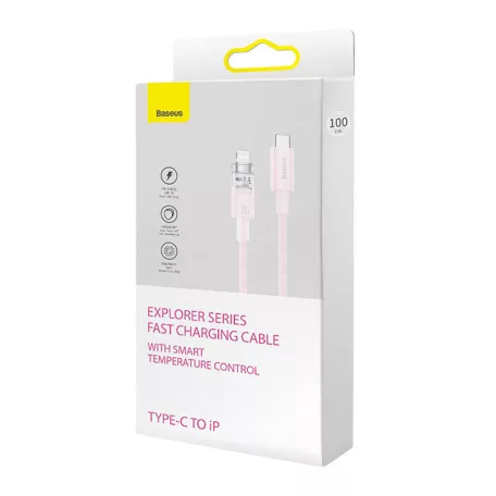 Baseus Lightning Explorer Series USB-C gyors töltőkábel 1m, 20W (rózsaszín)