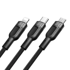   3in1 USB to USB-C / Lightning / Micro USB Cable, Mcdodo CA-0930, 6A, 1.2m (Black)