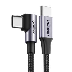   UGREEN USB-C - USB-C kábel, ferde, QC 3.0, PD, 3A, 60W, 1m (fekete)
