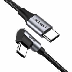   UGREEN USB-C - USB-C kábel, ferde, QC 3.0, PD, 3A, 60W, 1m (fekete)