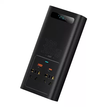 Baseus autós inverter 300W, 24V, CN / EU (fekete)