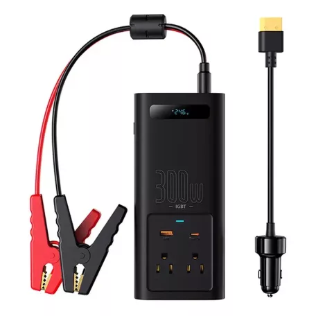 Baseus autós inverter 300W, 24V, CN / EU (fekete)