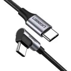   UGREEN US255 USB-C - USB-C könyökkábel, 3A, 60W, 0,5m (fekete)