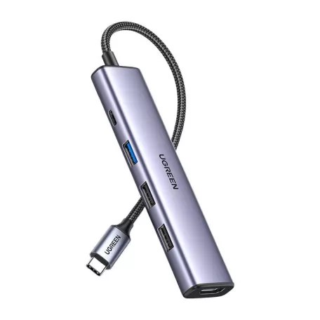 UGREEN CM478 5 az 1-ben adapter, USB-C–HDMI, USB-A 3.0, 2x USB-A 2.0, PD