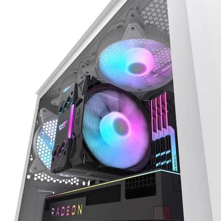 Darkflash DK352 Plus számítógépház + 4 ARGB ventilátor (fehér)