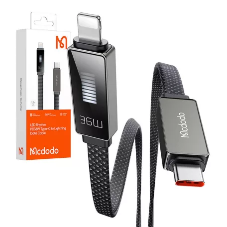 Mcdodo CA-4960 USB-C Lightning kábel kijelzővel 36W 1.2m (fekete)