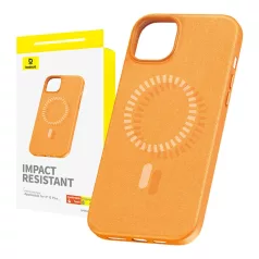   Baseus Fauxther Series mágneses telefontok iPhone 15 Plus (narancssárga)