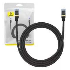   Baseus fonott hálózati kábel Cat.7, Ethernet RJ45, 10Gbps, 1,5m (fekete)