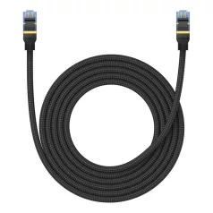   Baseus fonott hálózati kábel Cat.7, Ethernet RJ45, 10Gbps, 3m (fekete)