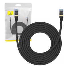  Baseus fonott hálózati kábel Cat.7, Ethernet RJ45, 10Gbps, 5m (fekete)