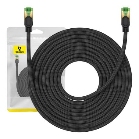 Baseus fonott hálózati kábel Cat.8, Ethernet RJ45, 40 Gbps, 15m (fekete)