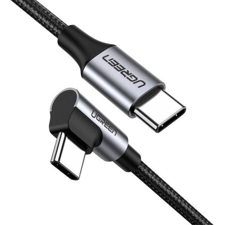 UGREEN US255 USB-C-USB-C könyök kábel, 3A, 60W, 2m (fekete)