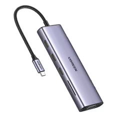   UGREEN Revodok CM498 10 az 1-ben adapter USB-C - 3x USB-A 3.0, HDMI, VGA, RJ45, SD/TF, AUX3,5 mm, PD