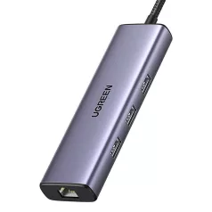   UGREEN CM512 6 az 1-ben adapter, USB-C–3x USB-A 3.0, HDMI, RJ45, PD