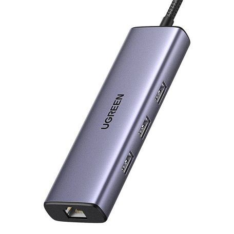 UGREEN 6 az 1-ben multifunkciós adapter USB-C - 3x USB A 3.0, HDMI, RJ45, PD