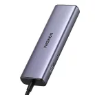 UGREEN CM512 6 az 1-ben adapter, USB-C–3x USB-A 3.0, HDMI, RJ45, PD