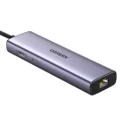 UGREEN CM512 6 az 1-ben adapter, USB-C–3x USB-A 3.0, HDMI, RJ45, PD