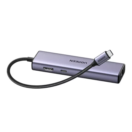 UGREEN CM512 6 az 1-ben adapter, USB-C–3x USB-A 3.0, HDMI, RJ45, PD