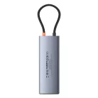 Baseus Metal Gleam II Series, Hub 10 az 1-ben, USB-C - 1xHDMI, USB-A (10Gbps), USB-C, 2xUSB-A, Ethernet RJ45, SD/TF kártya, mini-jack 3,5mm, USB-C(PD)