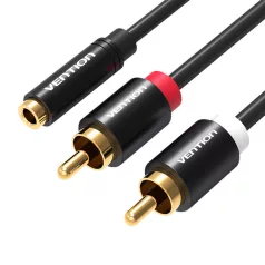   Kábel Audio 3.5mm Female to 2x RCA Male Vention VAB-R01-B200 2m Fekete