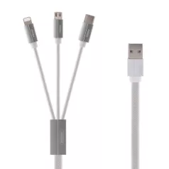 Remax Kerolla 3in1 USB kábel, 1m (fehér)