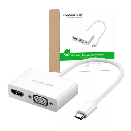UGREEN MM123 USB-C - HDMI + VGA adapter (fehér)