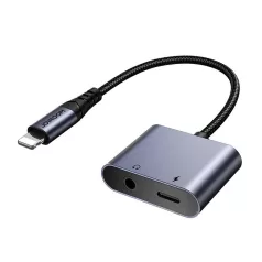   2 az 1-ben audio adapter Joyroom SY-L01 Lightning 3.5mm + Lightning (fekete)