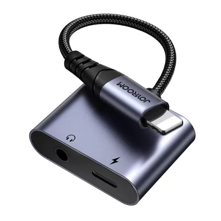 2 az 1-ben audio adapter Joyroom SY-L01 Lightning 3.5mm + Lightning (fekete)