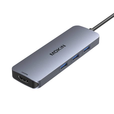 MOKiN Adapter Hub 8in1 USB-C to 2x 4K 60Hz HDMI + USB-C + 3x USB 3.0 + SD + Micro SD (silver)