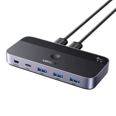 UGREEN CM662 USB 3.0 switch, 2X4 kimenet (fekete)