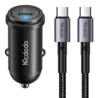 Autótöltő McDodo CC-7493 65W Mini fehér USB-C kábel E-mark chippel 1m 100W (fekete)