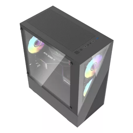 Aigo E330M computer case + 4 argb fans (black)