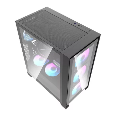 Darkflash DRX70 Glass számítógépház + 4 RGB ventilátor (fekete)