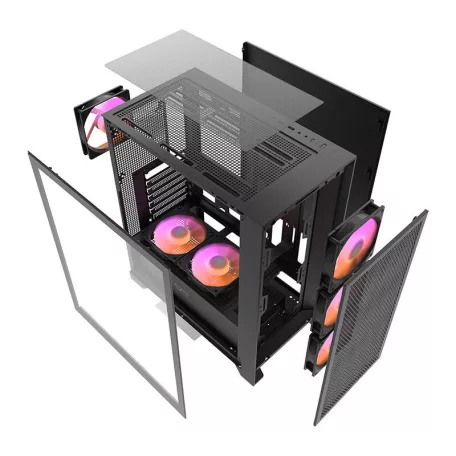 Darkflash DRX70 Mesh számítógépház + 4 RGB ventilátor (fekete)