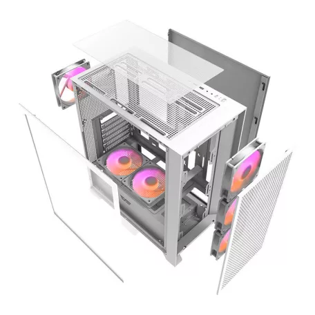 Darkflash DRX70 Mesh számítógépház + 4 RGB ventilátor (fehér)