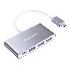   Lention 4in1 Hub USB-C USB 3.0 + 2x USB 2.0 + USB-C (szürke)