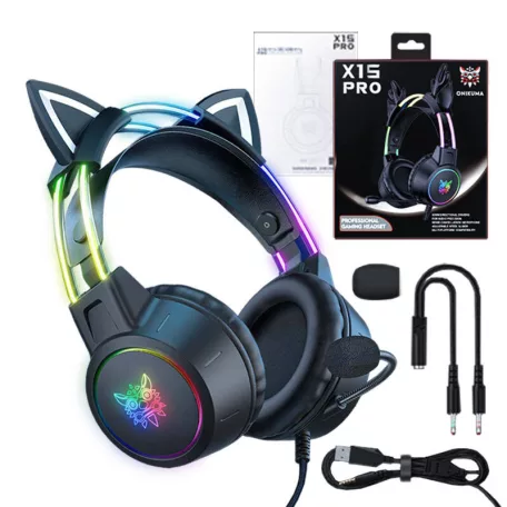 ONIKUMA X15 PRO Gaming headset Cat (fekete)