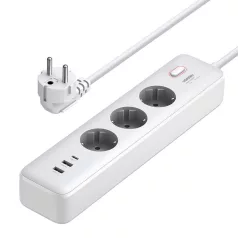   UGREEN CD286 hosszabító, 3x AC, 2x USB, USB-C, 30W, 2m (fehér)
