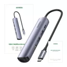 UGREEN CM418 hub/adapter, USB-C, 2x USB, HDMI 4K 30Hz, RJ45 1Gbps, PD 100W (szürke)