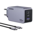 UGREEN Nexode Pro fali töltő, 100W, GaN, USB + 2x USB-C (szürke)