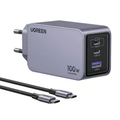   UGREEN Nexode Pro fali töltő, 100W, GaN, USB + 2x USB-C (szürke)
