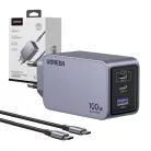 UGREEN Nexode Pro fali töltő, 100W, GaN, USB + 2x USB-C (szürke)