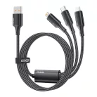 Essager EXCMTL-JJ01-P 3 az 1-ben kábel, USB-A-USB-C/Lightning/Micro, 100W, 1.2m (fekete)