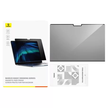 Magnetic privacy screen protector Baseus Magic Drawing for MacBook Pro 14" (2021/2023) + cleaning kit (clear)