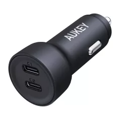 Aukey CC-Y23 autós töltő 2xUSB-C, 65W (fekete)