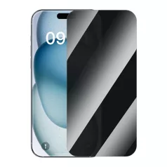   Privacy Tempered Glass Baseus Superior for iPhone 15 +cleaning kit and EasyStick (clear)