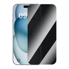   Adatvédelmi edzett üveg Baseus Superior iPhone 15-hez + 2x tisztító készlet és EasyStick (átlátszó)
